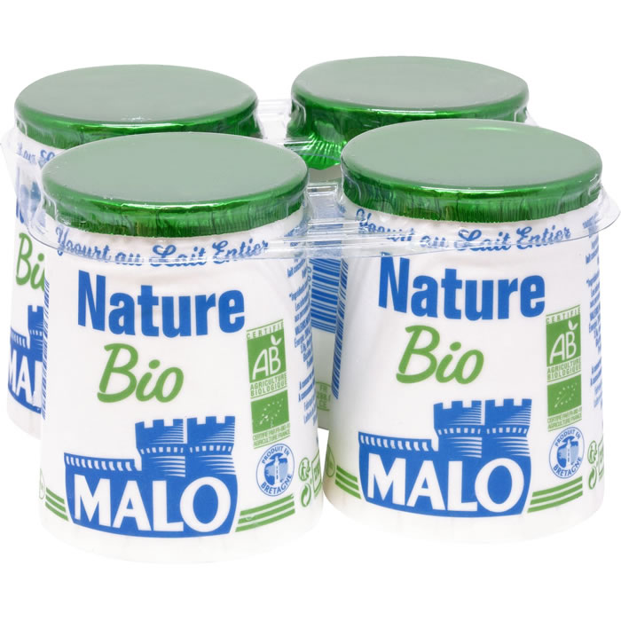 MALO – Yaourts nature 3.3% M.G bio 4 x 125 g