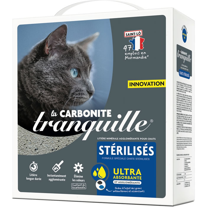 TRANQUILLE La Carbonite Litière minérale agglomérante pour chat stérilisé