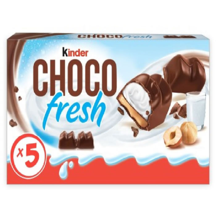 Kinder Chocofresh – Barres chocolat au lait fourrées lait et noisette 100g