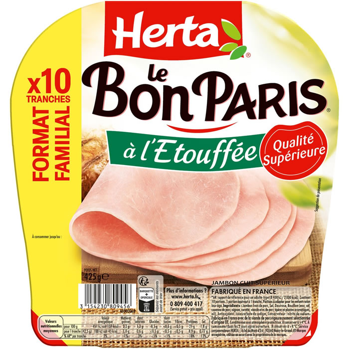 HERTA Le Bon Paris – Jambon cuit à l’étouffée (425 g)