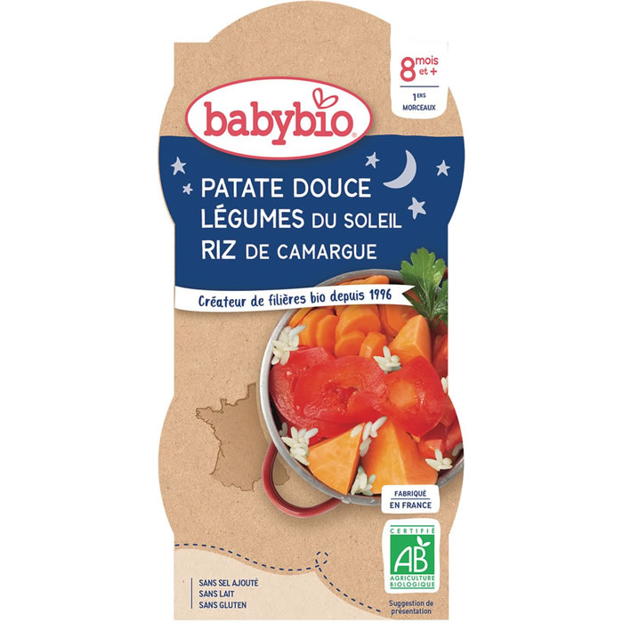BABYBIO Bonne Nuit – Patate douce et légumes du soleil 2×200 g