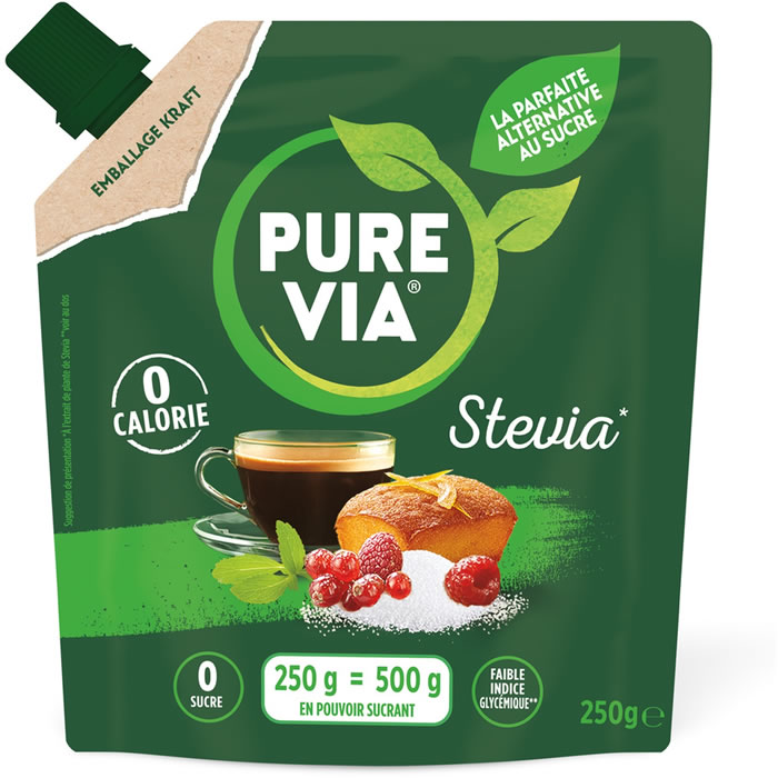 PURE VIA – Sucre stévia cristallisée en poudre 250 g