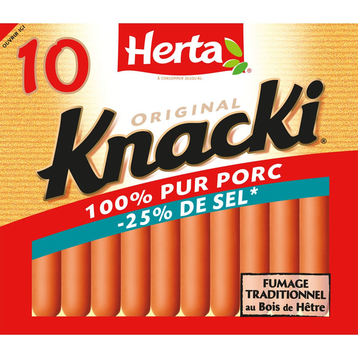 HERTA Knacki – Saucisses de Strasbourg -25% de sel Moyen Format 350g