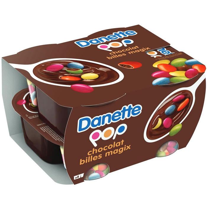 Danette Pop – Crème dessert au chocolat et billes chocolat 4x120g