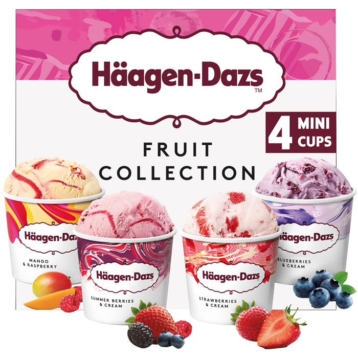 HÄAGEN-DAZS – Mini crème glacée à la mangue et fruits rouges (4 x 82g)