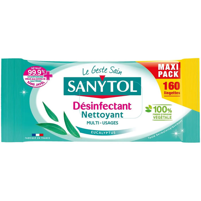 SANYTOL Lingettes nettoyantes multi-usages désinfectantes 160 lingettes