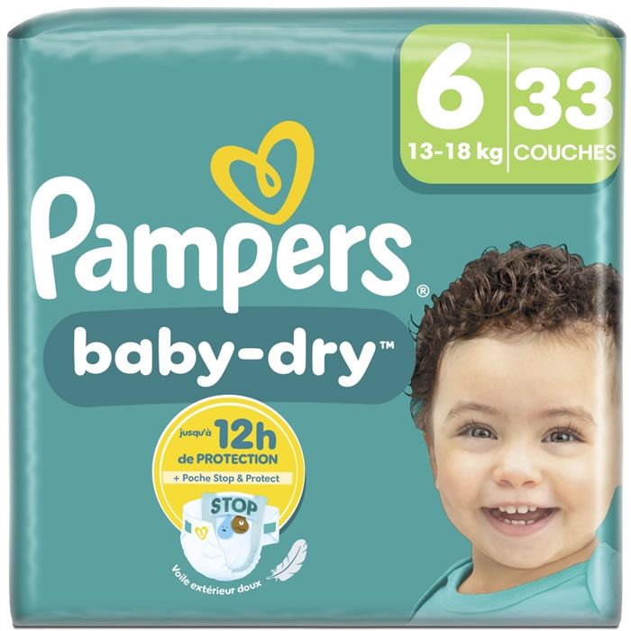 PAMPERS Baby-Dry – Couches taille 6 (13-18 kg) 33 couches