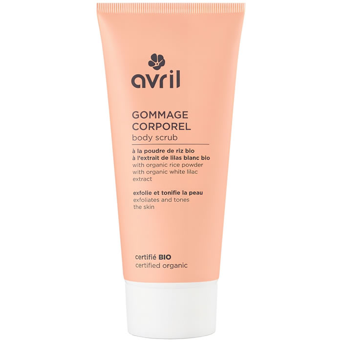 Bio AVRIL – Gommage corps à la poudre de riz et lilas blanc bio 200 ml