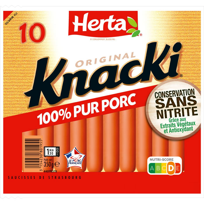 HERTA Knacki – Saucisses de Strasbourg sans nitrite (350 g)