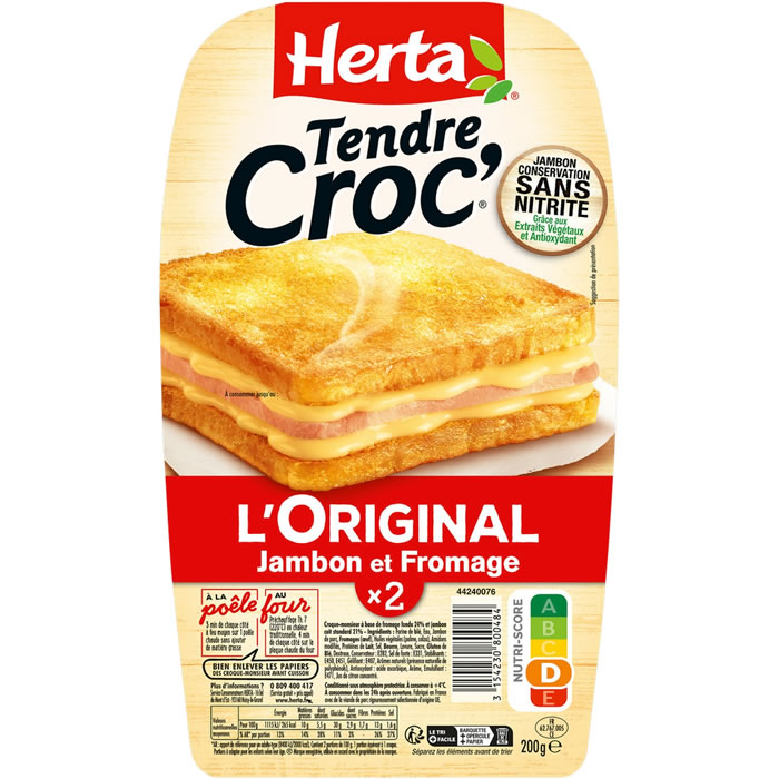 HERTA Tendre Croc’ – Croque-monsieur au jambon et fromage 200g