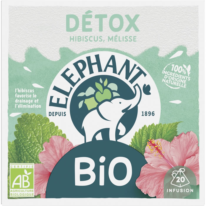 ELEPHANT Détox Infusion hibiscus, mélisse et feuilles de mûrier bio (20 sachets, 34g)