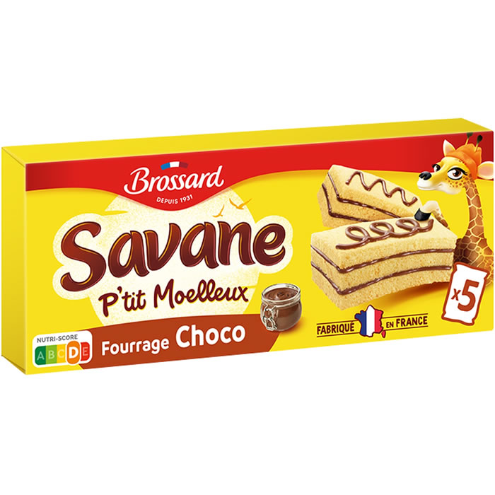 BROSSARD Savane P’tit Moelleux – Gâteaux génoises fourrés au chocolat 135g