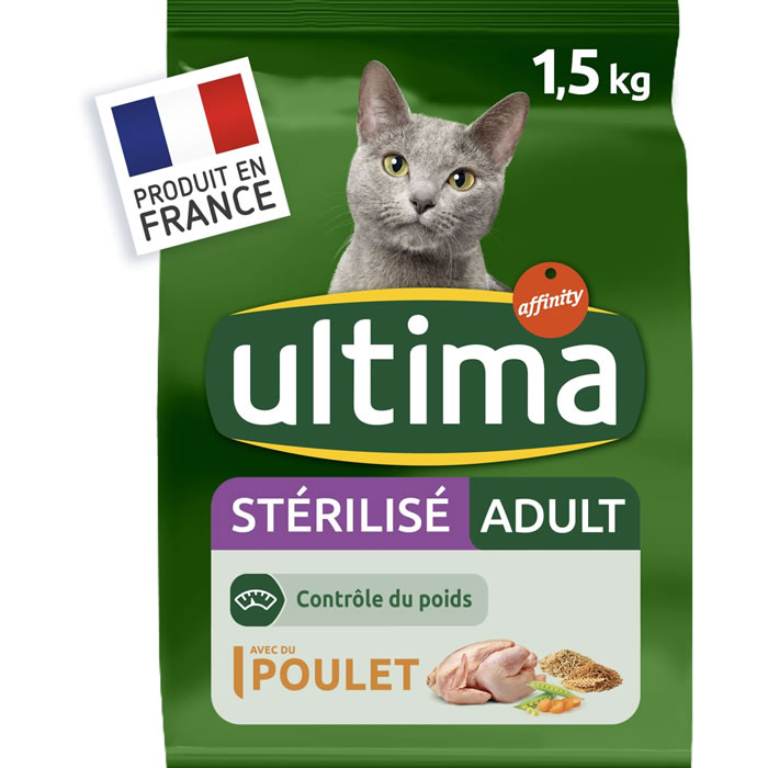 ULTIMA – Croquettes stérilisés au poulet et orge (1,5 kg)