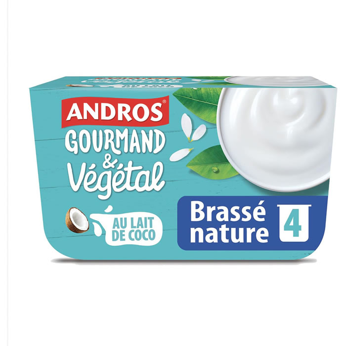 Andros Gourmand & Végétal – Dessert brassé nature au lait de coco 4x100g