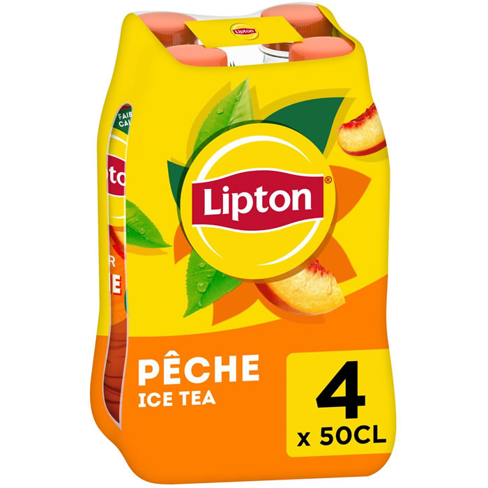 LIPTON Ice Tea – Thé glacé aromatisé à la pêche 4 x 50 cl