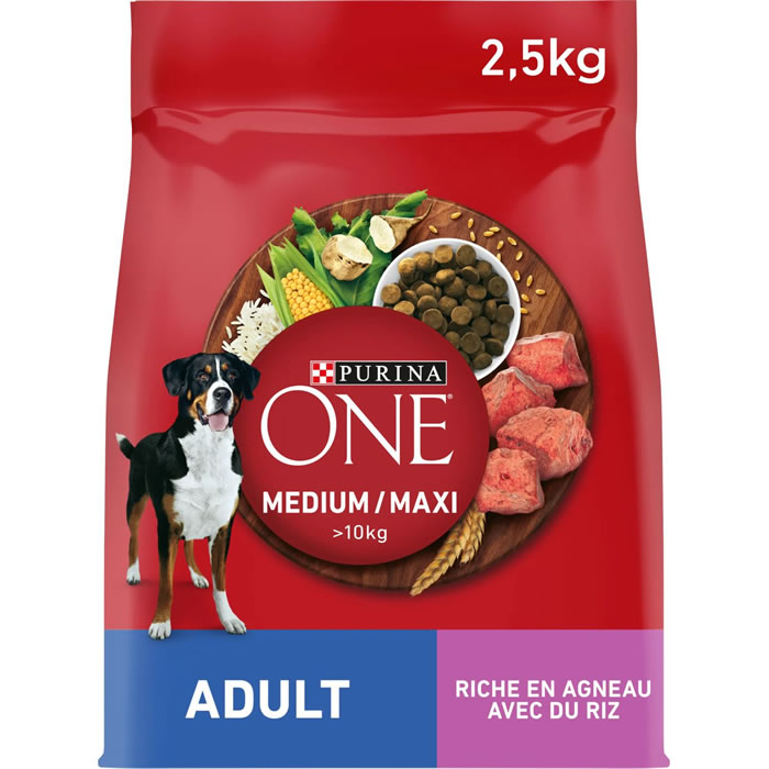 PURINA ONE Croquettes pour chien adulte agneau, riz