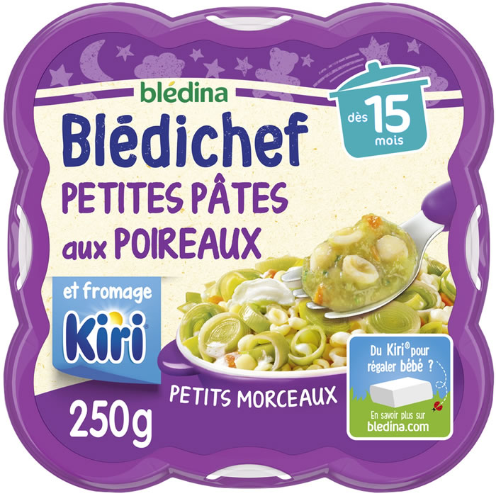 BLEDINA Blédichef – Petites pâtes aux poireaux et fromage Kiri 250 g