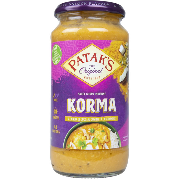 PATAK’S – Sauce korma à la noix de coco, cumin et coriandre 450 g