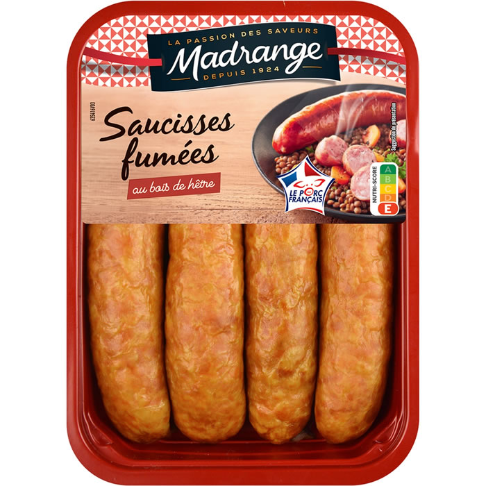 MADRANGE – Saucisses fumées au bois de hêtre 4 x 90 g