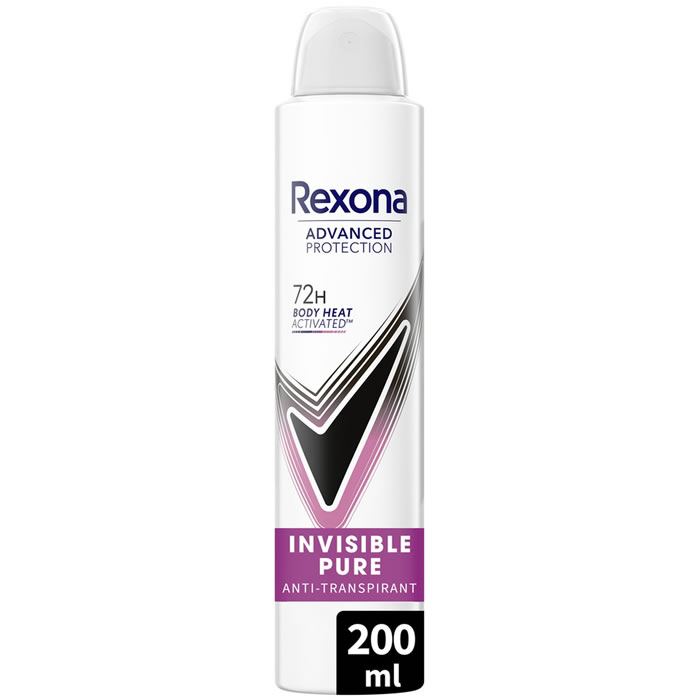 REXONA Invisible Pure – Déodorant spray anti-transpirant 72h 200 ml