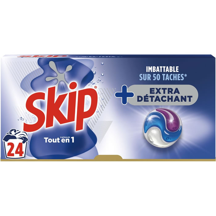 SKIP Extra Détachant Lessive capsules tout en 1 24 capsules