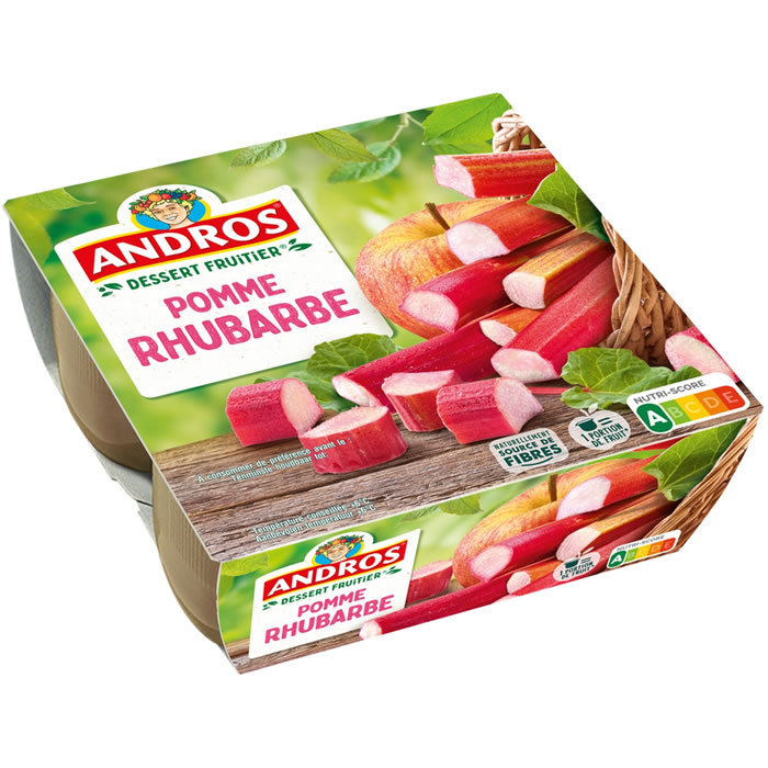 ANDROS – Dessert pomme et rhubarbe 4 x 100g