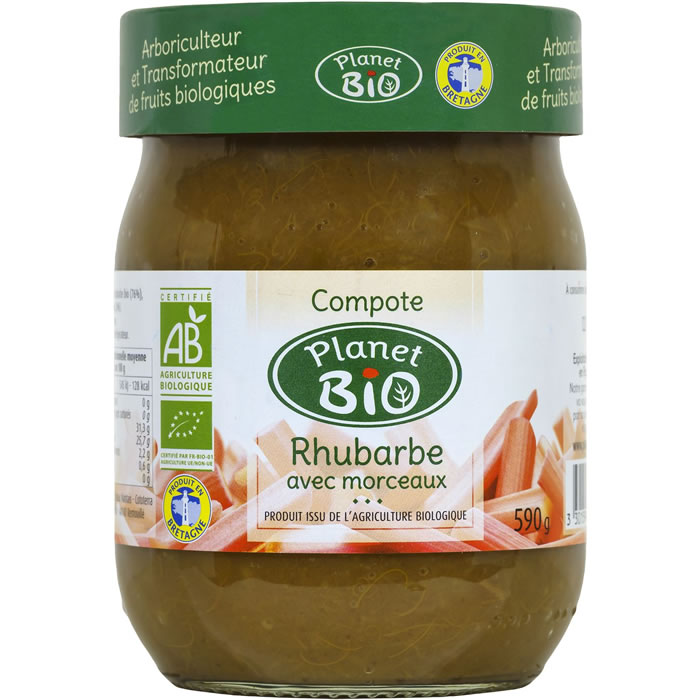 PLANET BIO – Compotée de rhubarbe avec morceaux bio 590 g