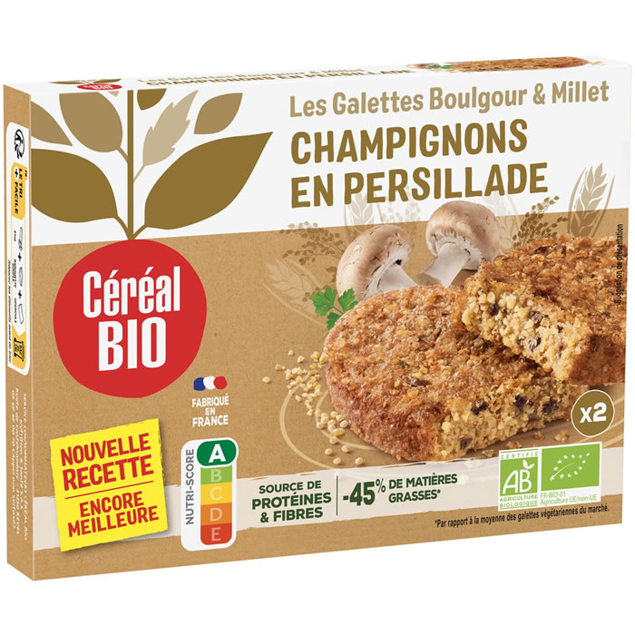 CEREAL BIO – Galettes millet et boulgour aux champignons bio 2x100g