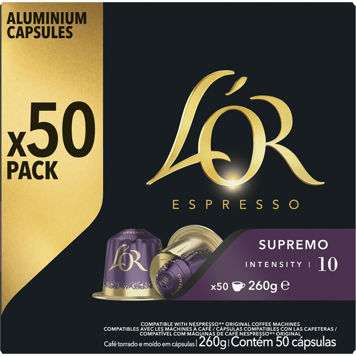 L’OR Espresso – Capsules de café supremo N°10 (50 capsules)
