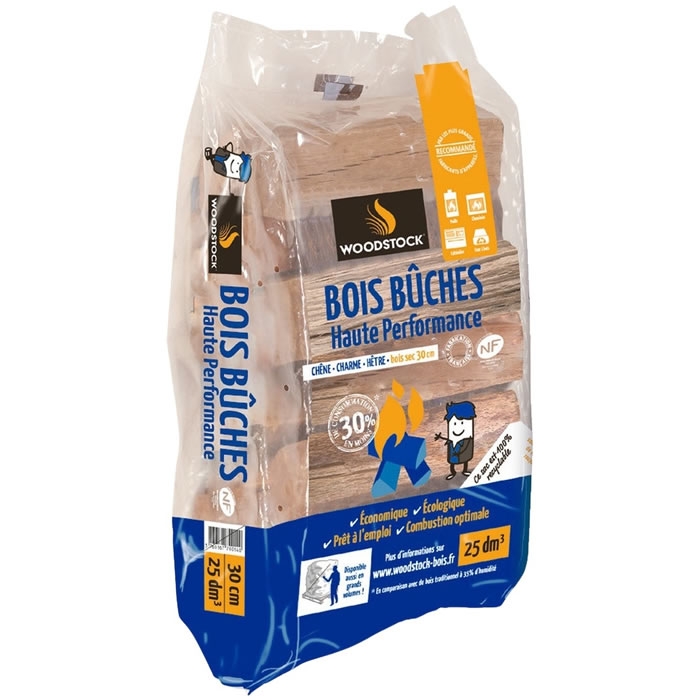 WOODSTOCK Bûches de bois 30 cm (sac 25 dm3)
