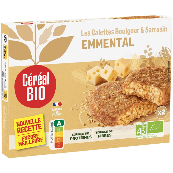 CEREAL BIO – Galettes sarrasin et boulgour à l’emmental bio – 2 x 100 g