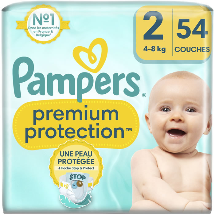 PAMPERS – Premium Protection Taille 2 (4-8 kg) 54 couches