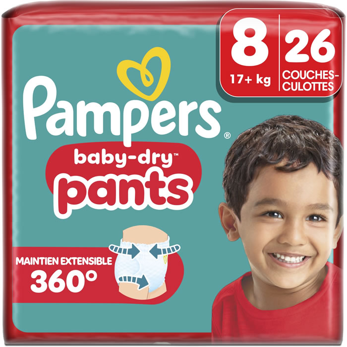 PAMPERS Baby-Dry Pants – Couches-culottes taille 8 (17 kg et +) 26 culottes