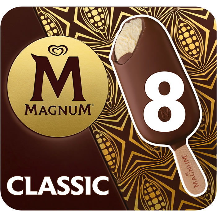 MAGNUM Classic – Bâtonnets glacés à la vanille et chocolat au lait 8x75g