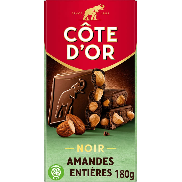 CÔTE D’OR – Chocolat noir amandes entières 180g