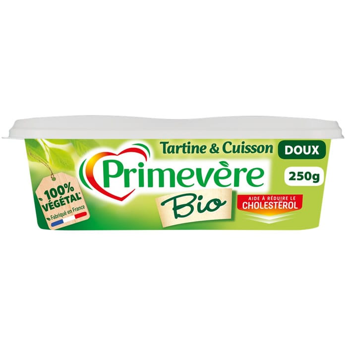PRIMEVERE Margarine doux pour tartine et cuisson bio – 250g
