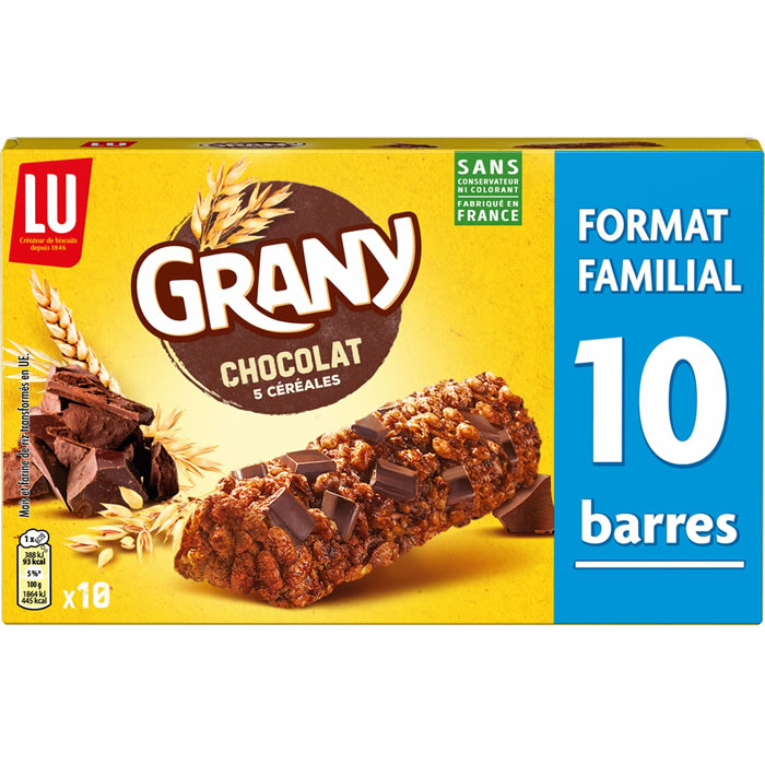GRANY Barres céréalières au chocolat noir et 5 céréales (format familial)