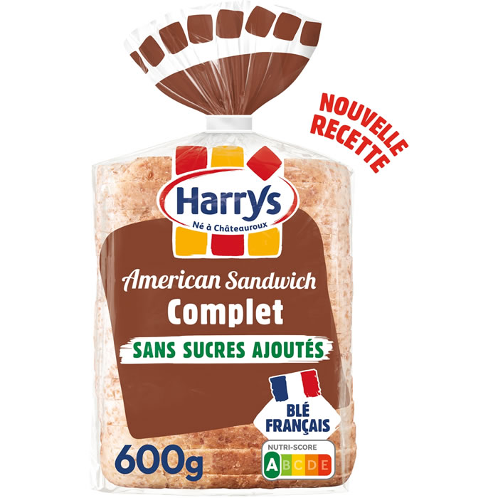 HARRYS – American Sandwich pain de mie complet sans sucres ajoutés 600g