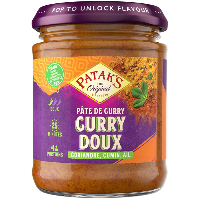 PATAK’S Pâte de curry doux à l’ail, cumin et coriandre 165g