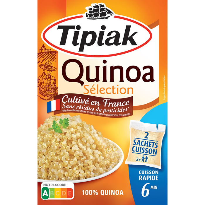 TIPIAK – Quinoa blanc sans résidus de pesticides sachets cuisson 2x100g