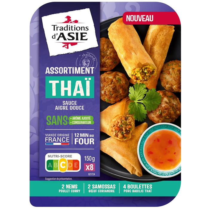 TRADITIONS D’ASIE Thaï – Assortiment de nems, samossas et boulettes 150g