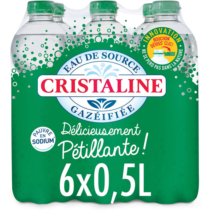 CRISTALINE – Eau de source gazeuse 6 x 50 cl