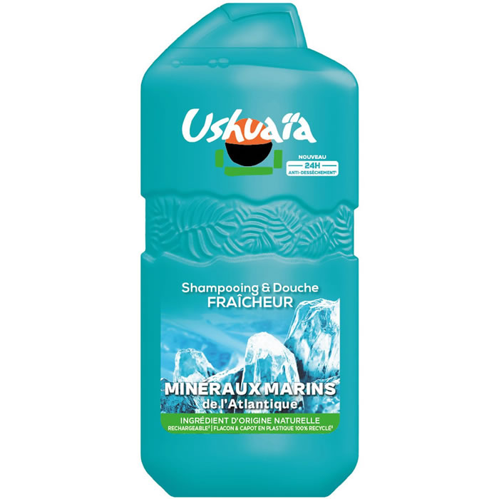 USHUAIA Minéraux Marins – Gel douche et shampoing 2en1 fraîcheur intense 280 ml