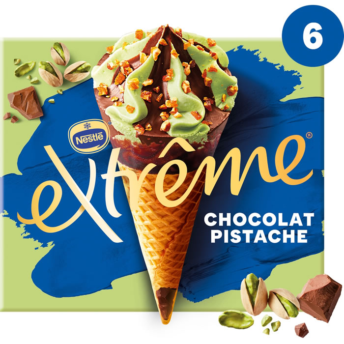 EXTRÊME – Cônes glacés à la pistache et chocolat 6x71g