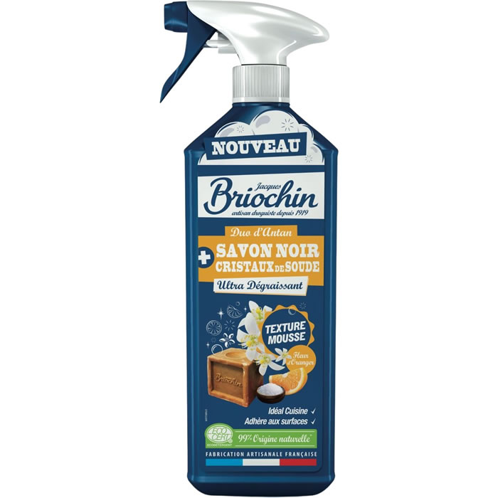 Écologique JACQUES BRIOCHIN Nettoyant spray mousse dégraissant au savon noir et cristaux 750 ml
