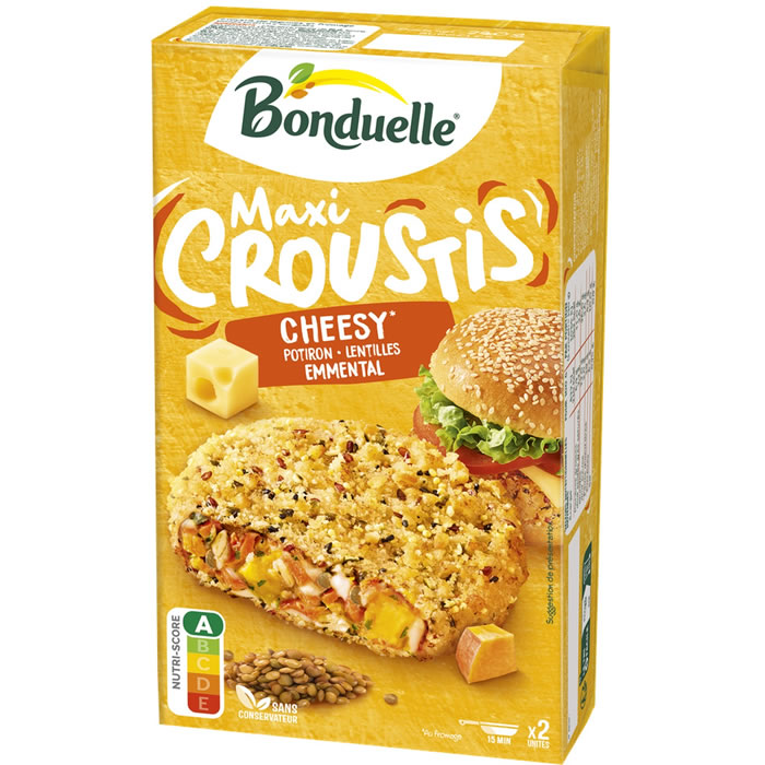 BONDUELLE Maxi Croustis – Panés de potiron, lentilles et emmental 240g