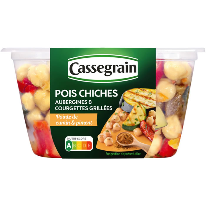 CASSEGRAIN – Salade de pois chiches, aubergines, courgettes et poivrons 250g