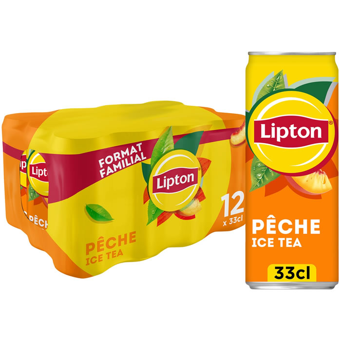 LIPTON Ice Tea – Thé glacé aromatisé à la pêche 12 x 33 cl