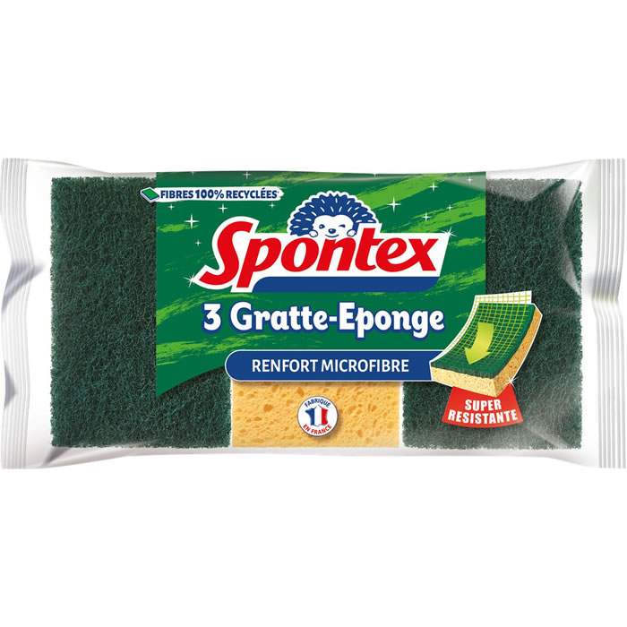SPONTEX Eponges grattantes et microfibre 3 éponges