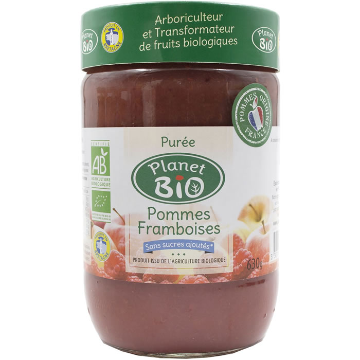 PLANET BIO – Dessert pomme et framboise sans sucres ajoutés bio 630 g